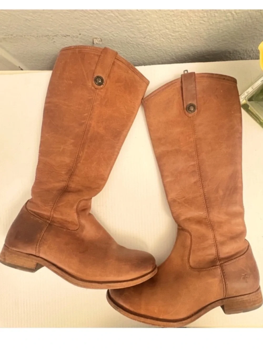 Frye Melissa Button Brown Suede Tall Riding Boots Size 7B
